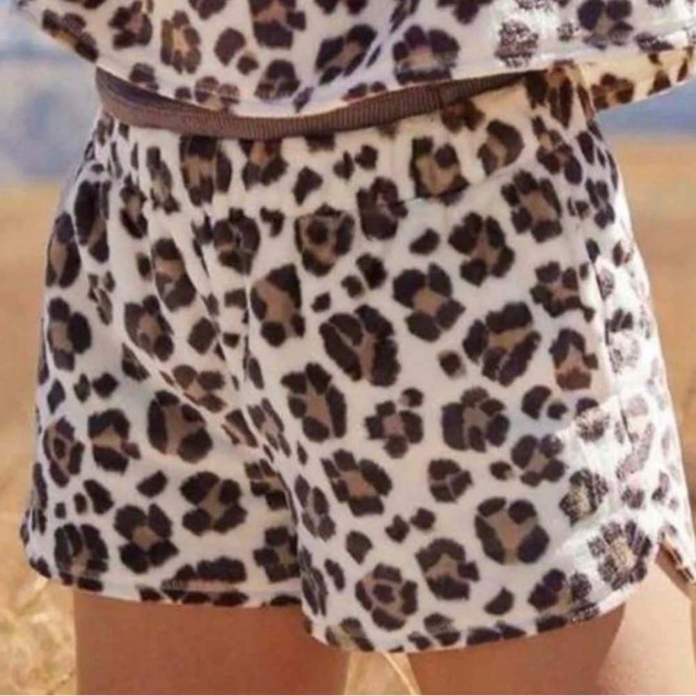 NWOT aerie Brown and Black Pajama Sets with Leopard Print S/XS